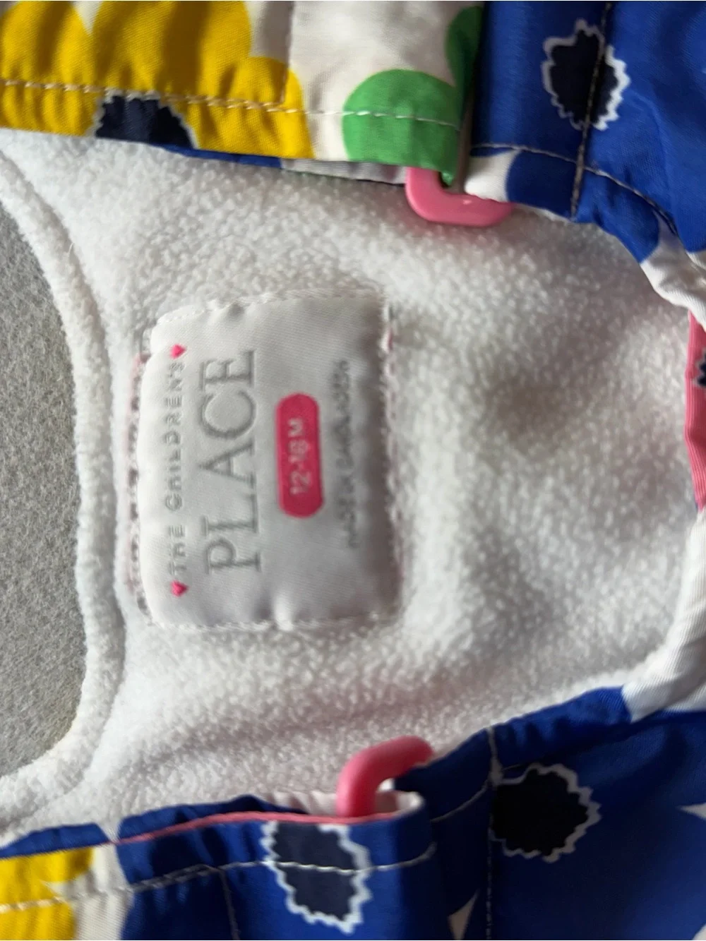The Children’s Place Girls 12-18M Floral Snow Bib Overalls Ski Pants Fleece